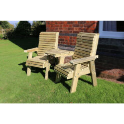 Ergonomic Companion Set, Wooden Garden Love Seat - Angled - L100 x W170 x H105 cm - Fully Assembled