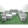 Fimous Rattan Garden Outdoor Furniture Set 12 Seater Rattan Garden Sofa Set with 3 Footstools 2 Side Tables Light Grey Mixed