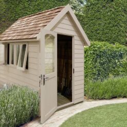 Forest Garden Overlap Retreat Shed - 8x5, Cream, Installed