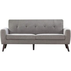 Furniture One - Sofa Compact Cotton Loveseat Wood Legs - 3 Seater - Grey