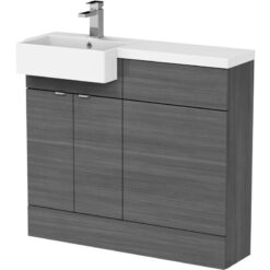 Fusion lh Combination Unit with Square Semi Recessed Basin 1000mm Wide - Anthracite Woodgrain - Hudson Reed