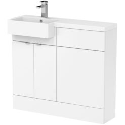 Fusion lh Combination Unit with Square Semi Recessed Basin 1000mm Wide - Gloss White - Hudson Reed