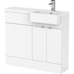 Fusion rh Combination Unit with Square Semi Recessed Basin 1000mm Wide - Gloss White - Hudson Reed