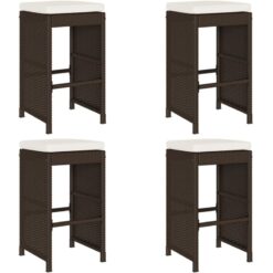 Garden Bar Stools with Cushions 4 pcs Brown Poly Rattan Vidaxl