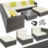 Garden Furniture Set Marbella - 7 seater outdoor corner sofa, table, thick cushions - garden sofa, garden corner sofa, rattan sofa - grey