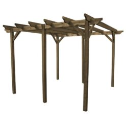 Garden Pergola 6 Posts - Wood - L180 x W540 x H270 cm - Rustic Brown