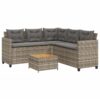 Garden Sofa with Table and Cushions L-Shaped Grey Poly Rattan Vidaxl