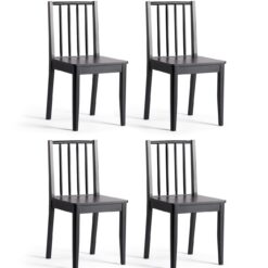 Habitat 4 Nel Solid Wood Spindle Chairs - Black