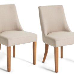 Habitat Alec Pair of Fabric Dining Chair - Oatmeal