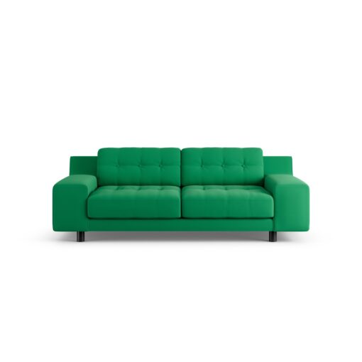 Habitat Hendricks Fabric 3 Seater - Emerald Green- Black Leg