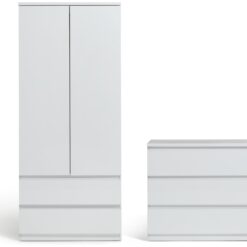 Habitat Jenson 2 Piece 2 Door Wardrobe Set- White Gloss