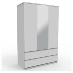 Habitat Jenson 3 Door 4 Drawer Mirror Wardrobe - Matt White