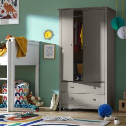 Habitat Kids Brooklyn 2 Door 2 Drawer Tall Wardrobe - Grey