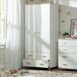 Habitat Kids Melby 2 Door 2 Drawer Wardrobe - White & Acacia