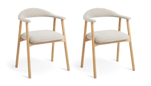 Habitat Lex Pair of Fabric Dining Chairs - Natural