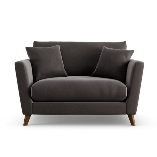 Habitat Lomond Velvet Cuddle Chair - Grey - Dark Leg