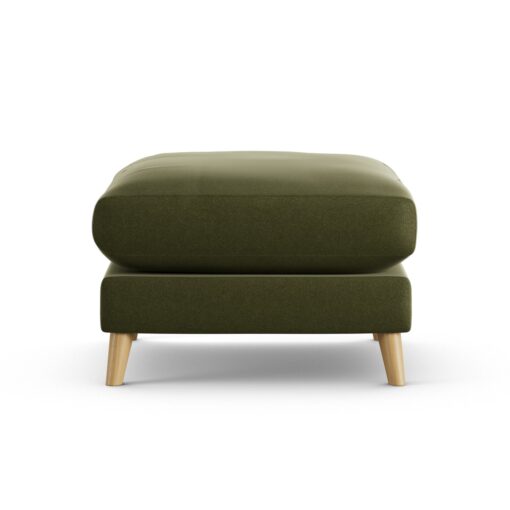 Habitat Lomond Velvet Footstool - Moss Green - Ash Leg