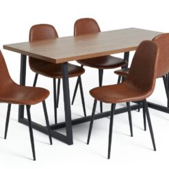 Habitat Nomad Oak Dining Table and 6 Beni Tan Chairs