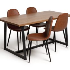 Habitat Nomad Wood Dining Table & 4 Beni Tan Chairs