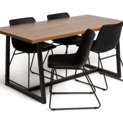 Habitat Nomad Wood Dining Table and 4 Joey Black Chairs