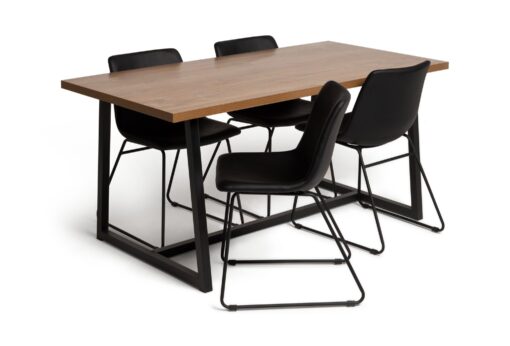 Habitat Nomad Wood Dining Table and 4 Joey Black Chairs