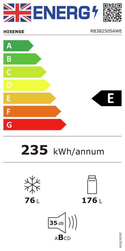 Hisense RB3B250SAWE Integrated Fridge Freezer - White
