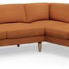 Hutch Fabric Block Arm 6 Seater Corner Sofa - Rust