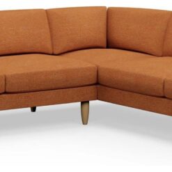 Hutch Fabric Block Arm 7 Seater Corner Sofa - Rust