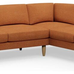 Hutch Fabric Round Arm 6 Seater Corner Sofa - Rust