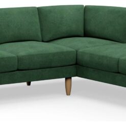 Hutch Plus Velvet Round Arm 5 Seater Corner Sofa- Sage Green