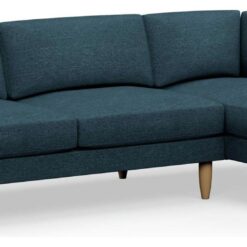 Hutch Slim Fabric Curve Arm 5 Seater Corner Sofa-Aegean Blue