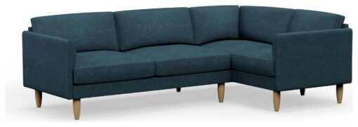 Hutch Slim Fabric Curve Arm 5 Seater Corner Sofa-Aegean Blue