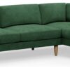 Hutch Slim Velvet Block Arm 5 Seater Corner Sofa- Sage Green