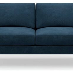 Hutch Velvet Block Arm 2 Seater Sofa - Ink Blue