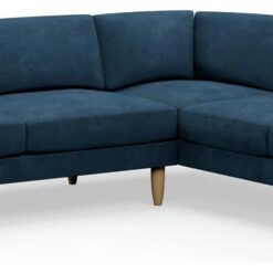 Hutch Velvet Block Arm 6 Seater Corner Sofa - Ink Blue