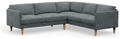 Hutch Velvet Curve Arm 6 Seater Corner Sofa - Slate Grey