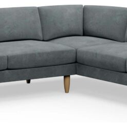 Hutch Velvet Curve Arm 7 Seater Corner Sofa - Slate Grey