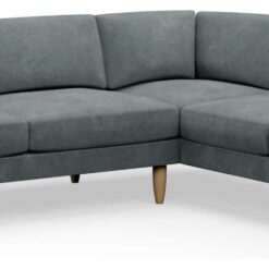 Hutch Velvet Round Arm 6 Seater Corner Sofa - Slate Grey