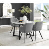 Industrial Design White & Grey Marble Effect Melamine Dining Table Set with 4 Upholstered Chairs