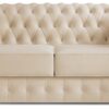 Jay-Be Chesterfield Fabric 2 Seater Sofa Bed - Cream