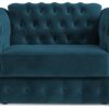 Jay-Be Chesterfield Velvet Cuddle Chair Sofa Bed - Ink Blue