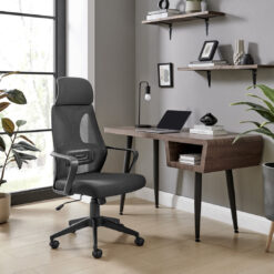 Jenkin Luxury Mesh & Fabric Home Office Chair - Tall Backed Ergonomic Design Height & Tilt Adjustable