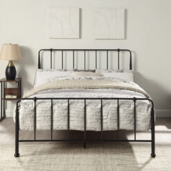 Katha Black Metal Industrial King Bed Frame