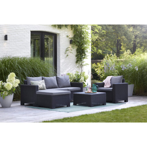 Keter California 4 Seater Outdoor Chaise Longue Garden Furniture Lounge Set