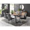 Kylooe Modern Brown Wood And Black Metal Dining Table Set With 6 Soft Touch Faux Leather Chairs