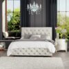 LLB Luna Velvet Kingsize Ottoman Bedframe - Pearl