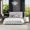 LLB Luna Velvet Small Double Ottoman Bedframe - Silver