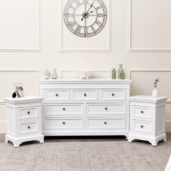 Large White 7 Drawer Chest Of Drawers & Pair Of Bedside Tables - Daventry White Range