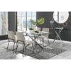 Lenworth Chrome and Glass Rectangular Dining Table Set with 4 Fabric Dining Chairs