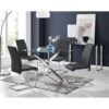 Lenworth Chrome and Glass Rectangular Dining Table Set with 4 Upholstered Faux Leather Chairs